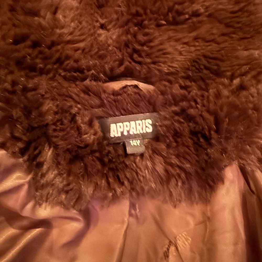Apparis Brown Shearling Jacket with Plush Collar